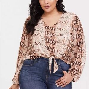 Torrid Snake Print Tie-Front Blouse
